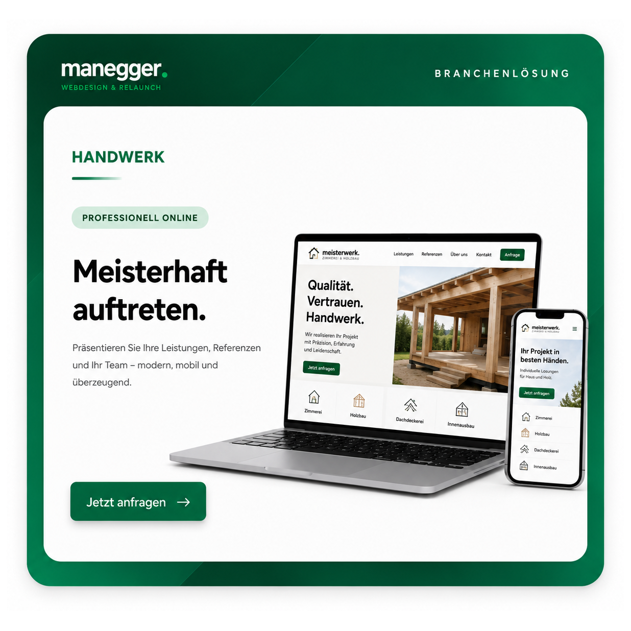 Beispielhafte Website-Vorschau für einen Handwerksbetrieb