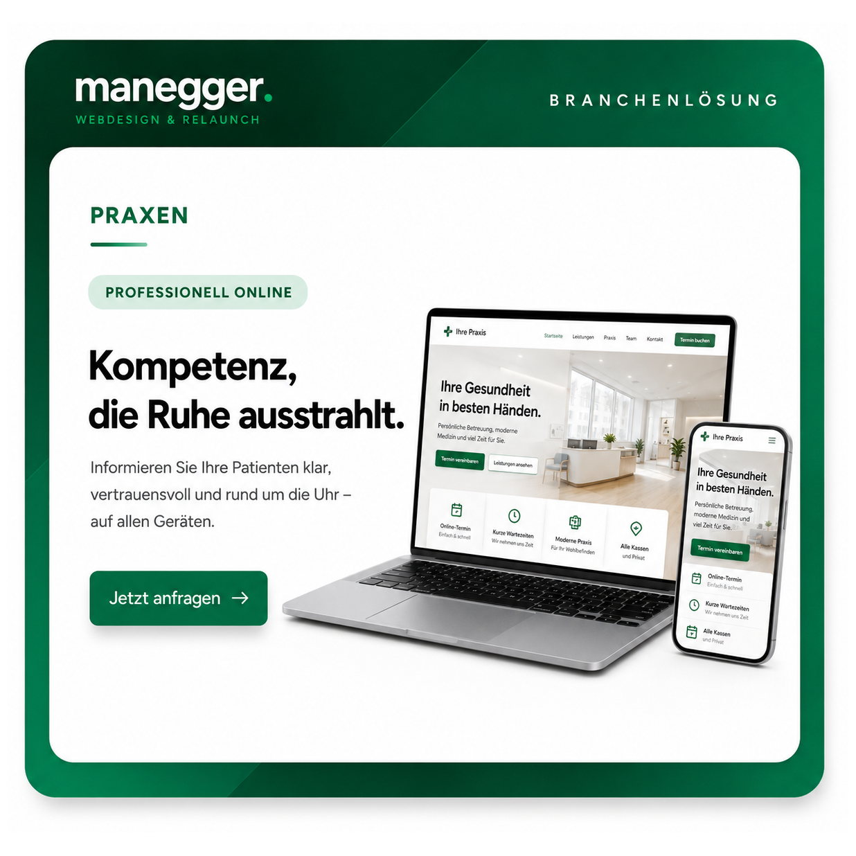Beispielhafte Website-Vorschau für eine Praxis